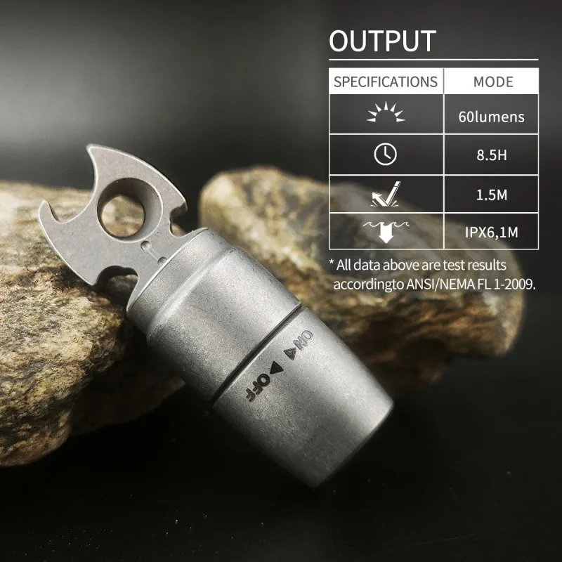60-ルーメン充電式高輝度キーホルダーライトチタン合金ミニ懐中電灯釣りキャンプアウトドア-edc-サバイバルツール