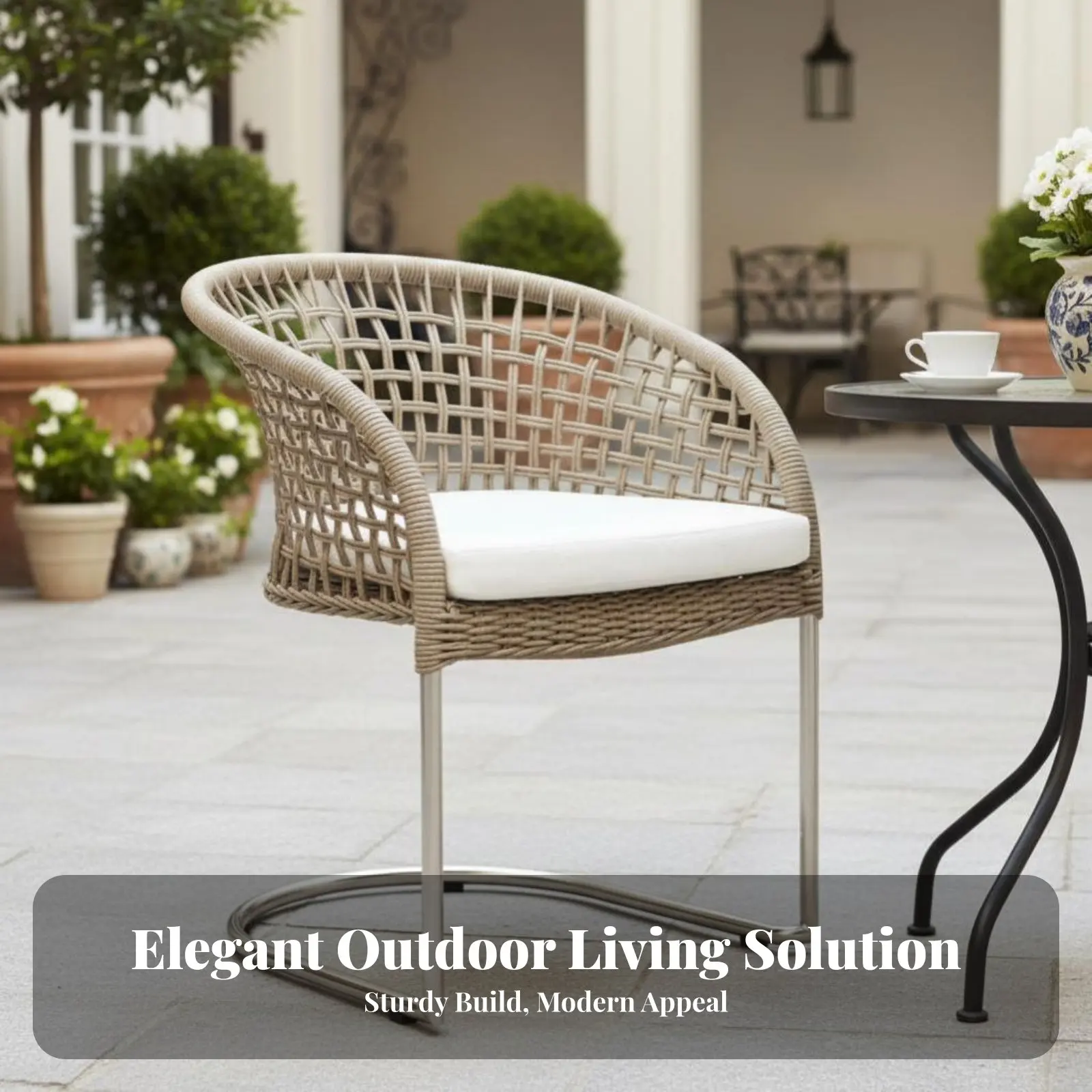 

Комплект садовой мебели из 4 предметов с плетеным сиденьем, в скандинавском стиле, всепогодный, легко собираемый, для дома и двора