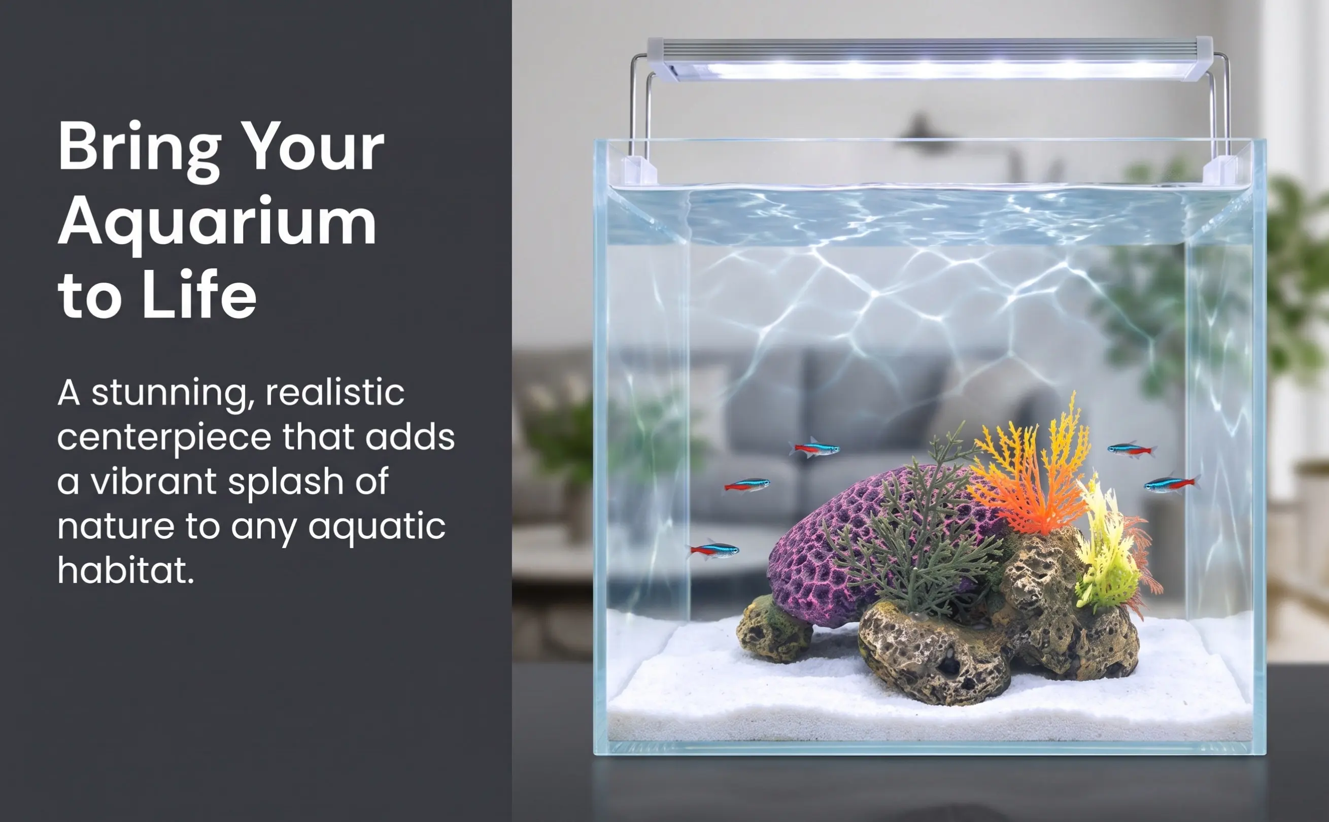 1Pcs Realistic Turtle Design Artificial Coral Ornament Resin Aquarium Decor Fish Tank Accessory Small Compact Vivid