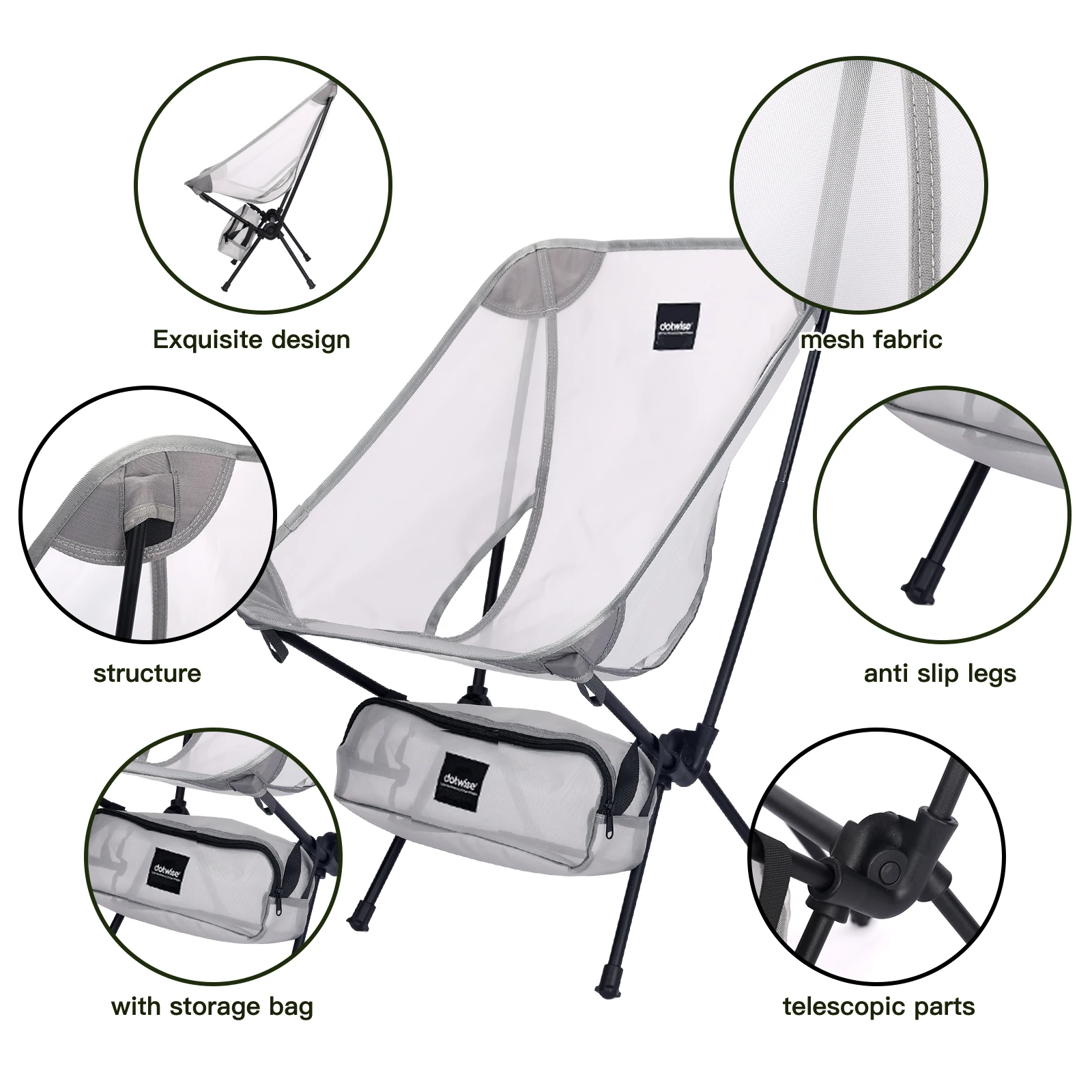 Moon Chair Outdoor Camping Chair Fishing Chair Breathable Mesh Material Aluminum Alloy Breathable Surface Strong load-bearing 썸네일 5