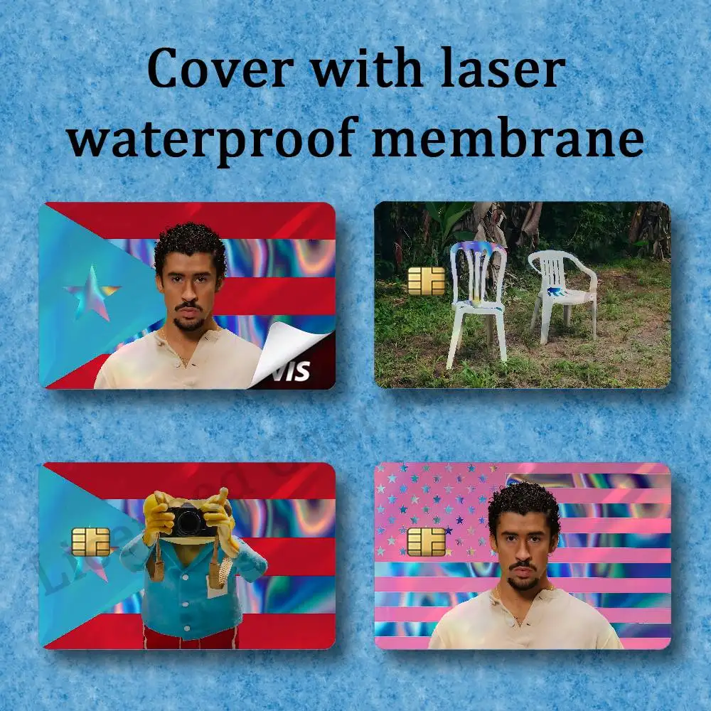 B-BadS D-DtMF B-Bunny Laser Holographic Card Skin Sticker For Credit Debit Cards 4pcs Set Waterproof Scratch-Resistant
