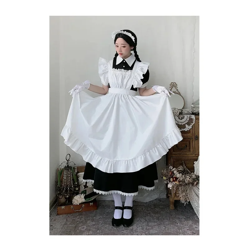 Women maid outfit anime long dress French court maid dress Lolita cosplay costume dresses