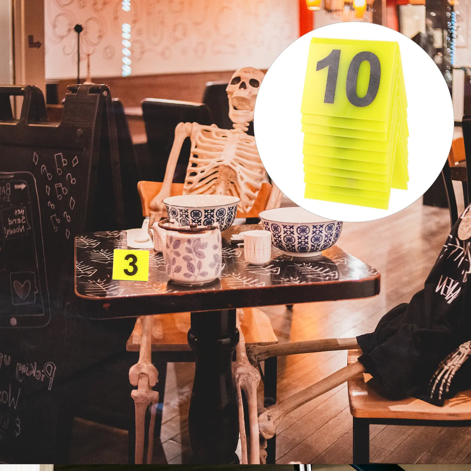 

10Pcs Evidence Marker Decorations Acrylic Crime Scene Number Cards Halloween Party Detective Game Wedding Table Numbers