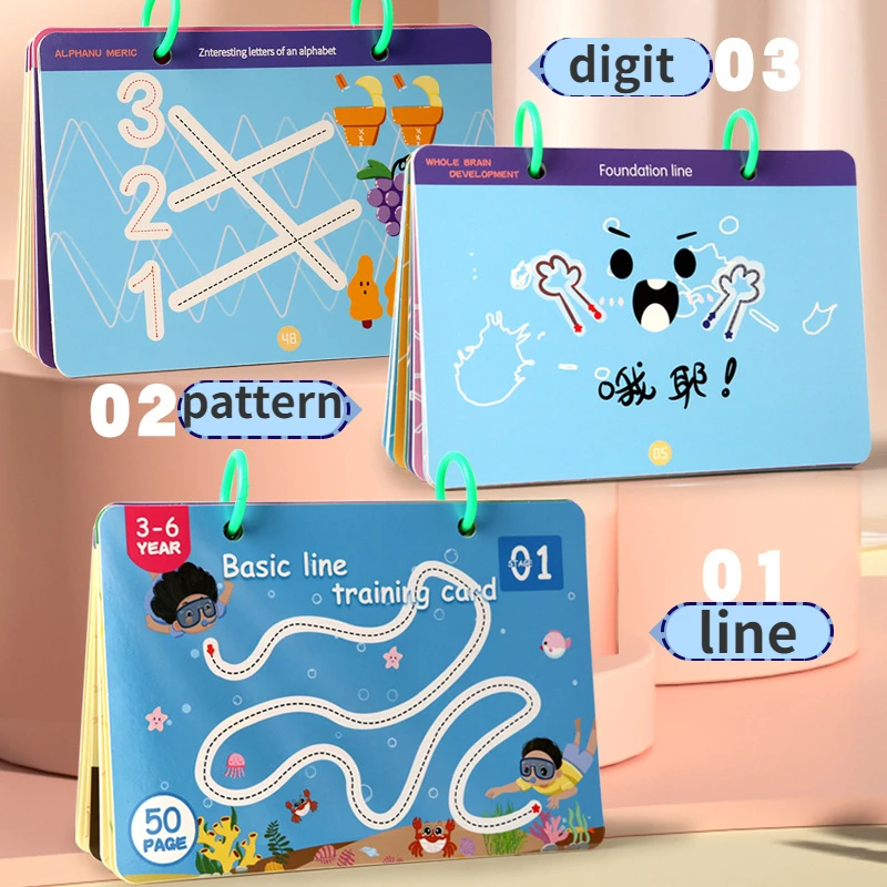 Fun Pen Control Training Number Exercise Children's Puzzle Early Education Focus Exercise Erasable Copybook