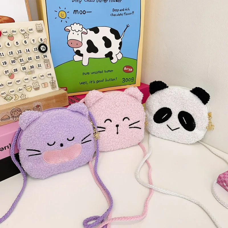 Sac à bandoulière chat de dessin animé KrasnoPlush pour enfants, sac à bandoulière Kawaii, sac d'extérieur pour garçons et filles, sac de messager mignon pour enfants, automne et hiver