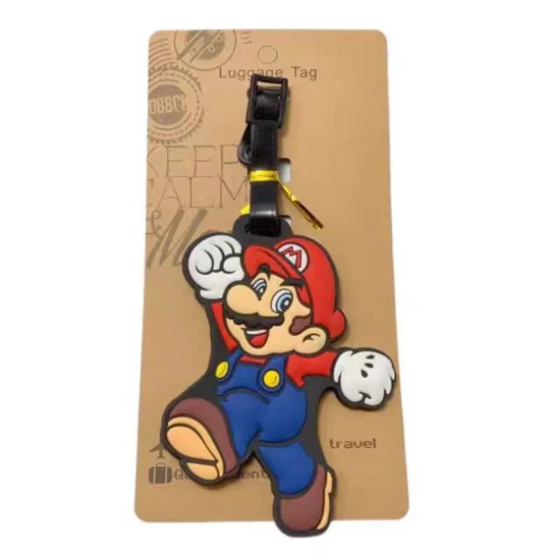 게임 마리오 귀여운 수하물 태그 액세서리 실리카겔 여행가방 ID 주소 홀더 수하물 태그 장식 장난감