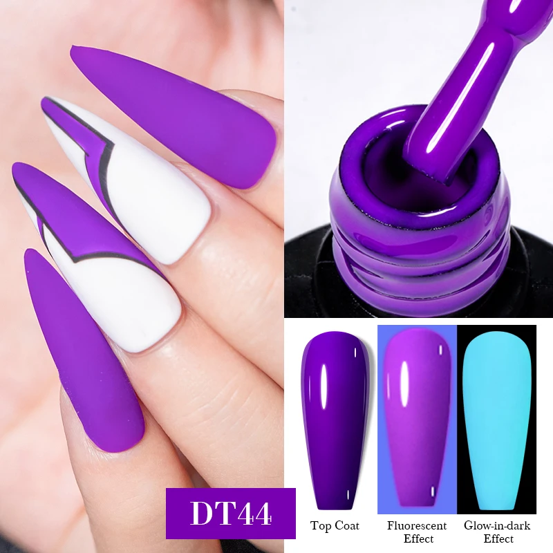 MEET ACROSS 7ml Yellow Purple Luminous Gel Nail Polish Fluorescent Glow In Dark Semi Permanent Soak Off UV Gel Varnish Nails Art