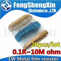 20pcs/lot 1W Metal film resistor 1% 1R ~ 1M 2.2R 4.7R 10R 22R 47R 100R 220R 470R 1K 10K 100K 2.2 4.7 10 22 47 100 220 470 ohm