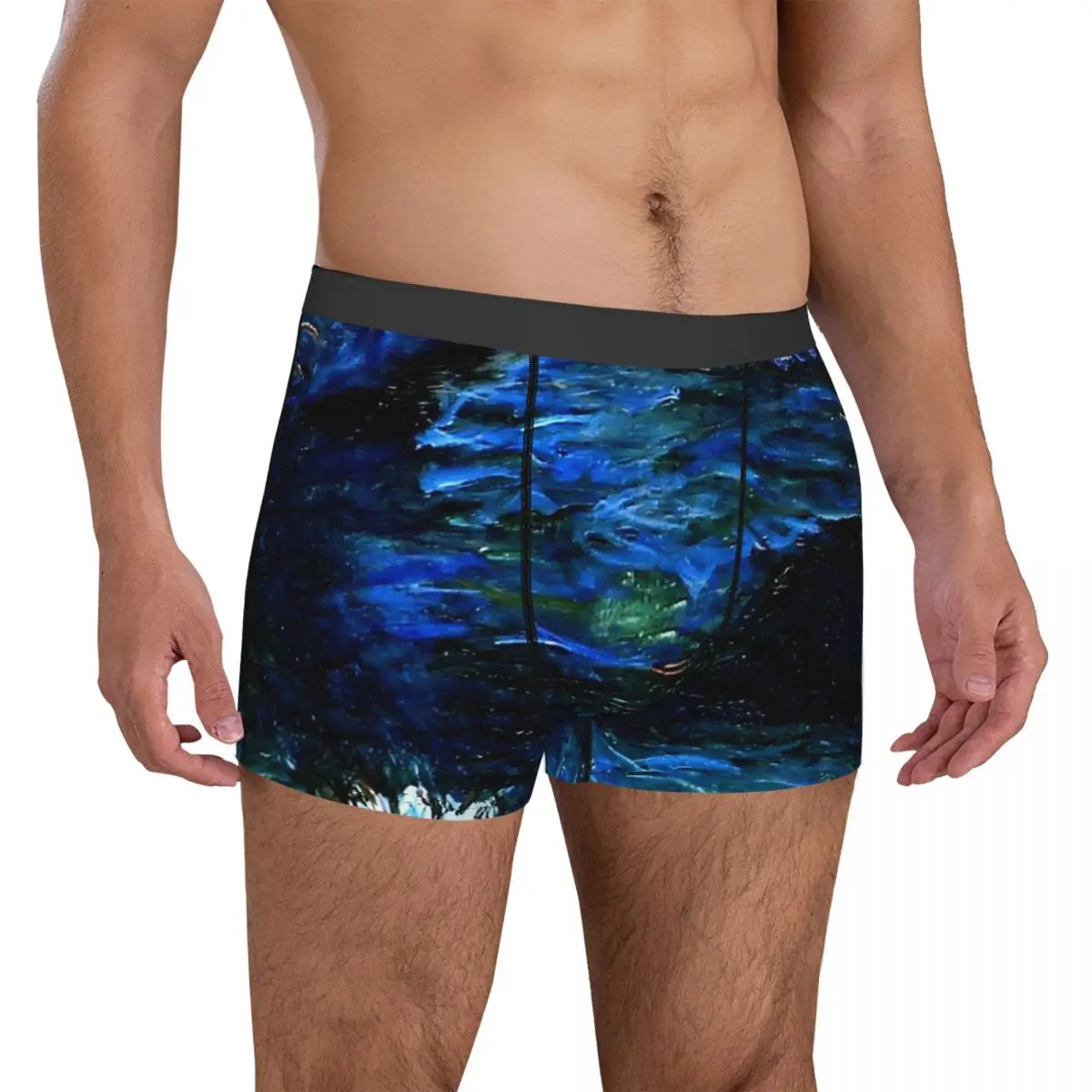 Oil Painting Underwear Water Lilies Monet Men's Boxer Brief Elastic Boxershorts High Quality Design Large Size Underpants