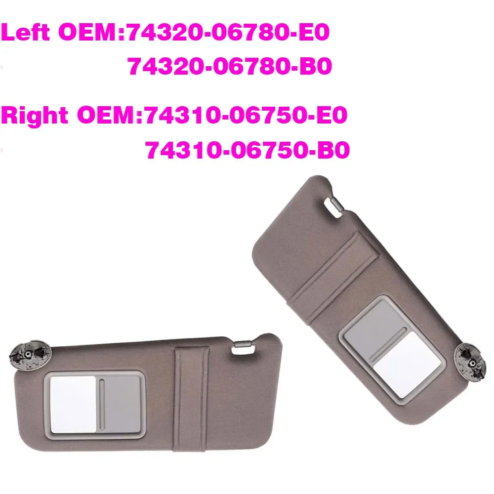 

Серо-бежевый передний солнцезащитный козырек без света для Toyota Camry 2007, 2008, 2009, 2010, 2011, 7431006750E0 7432006780B0