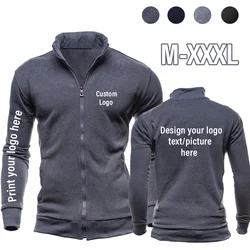 Custom Logo Men Hoodies Zipper Brand Stand Collar Long Sleeve Spring Autumn Streetwear Male Cardigan Coat Dropshipping Wholesale