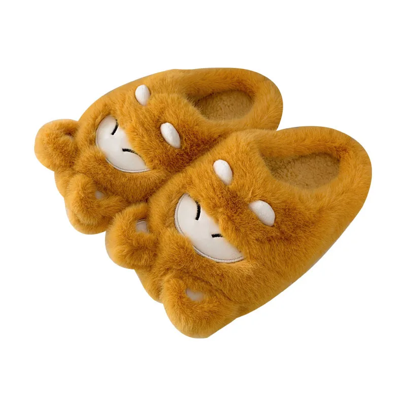 Cartoon cute plush bag head cotton slippers autumn and winter women's leisure home warm floor cotton shoes