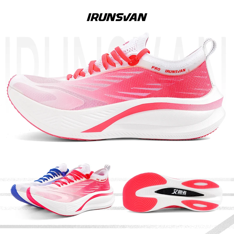 IRUNSVAN Full Carbon Plate Marathon Running Shoes Lightweight Training Sneakers Shock Absorbing Breathable Outdoor Footwear 046