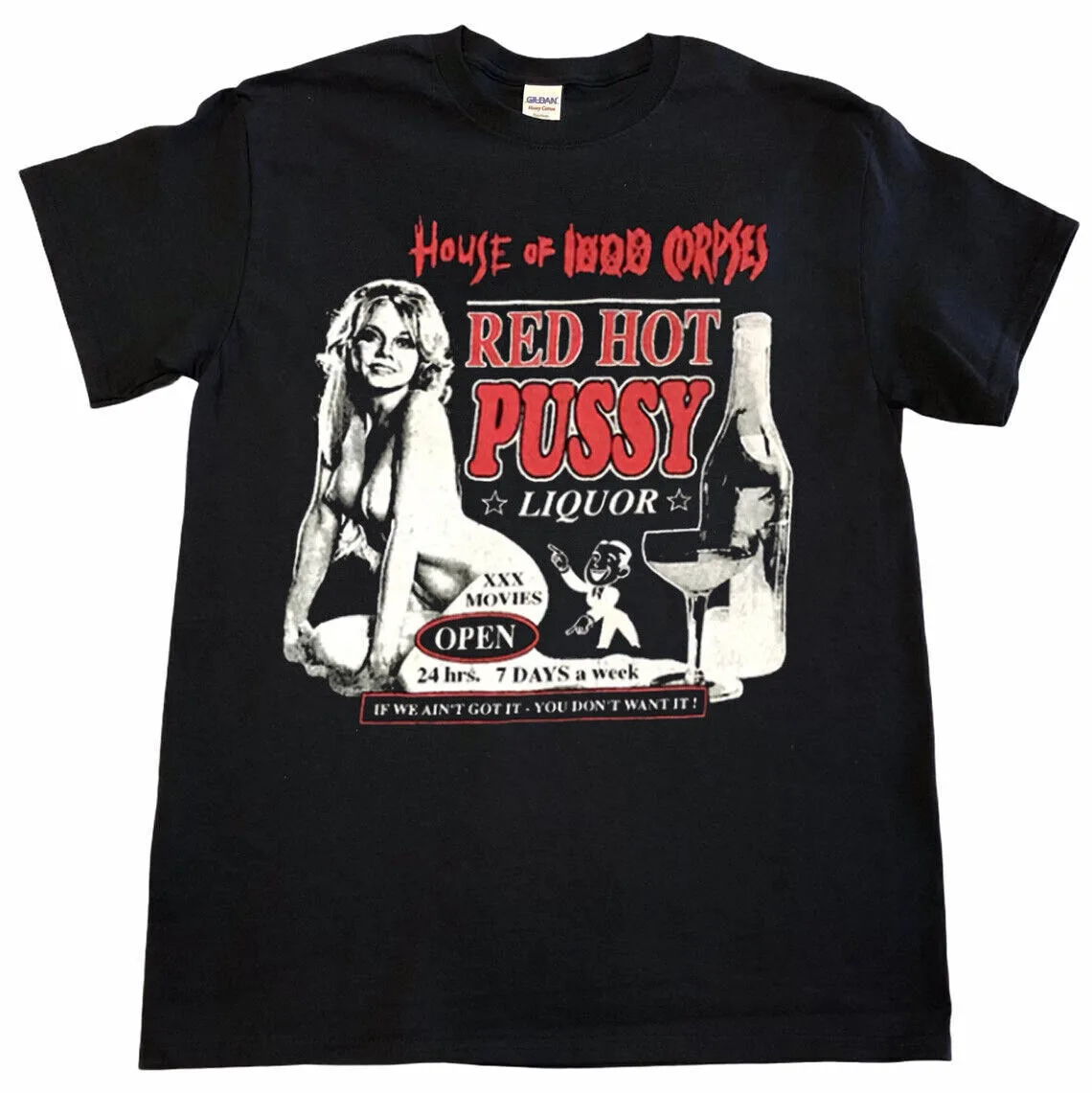 House of 1000 Corpses Vintage Style Print Red Hot PS Horror T-shirt