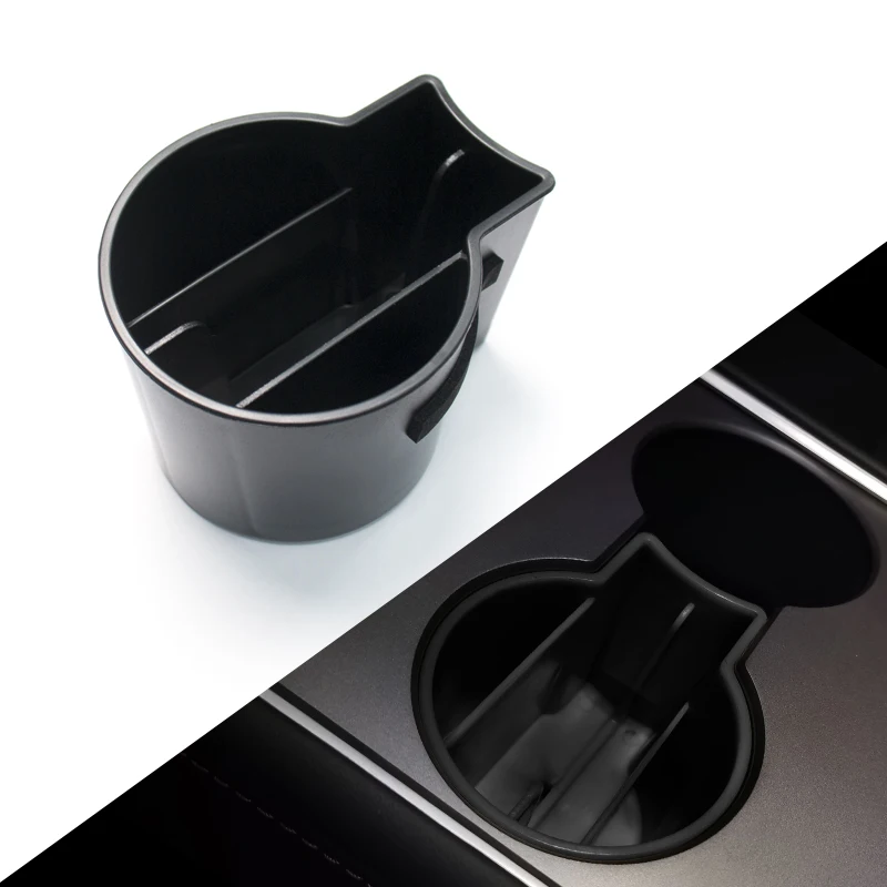 New Car Interior Accessories Black Abs Single Cup Holder Card Slot For Tesla Model Y 2021