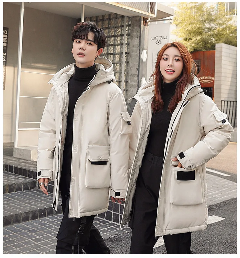 Men Mid Length Workwear Down Parkas Men Couple Fashion Down Parkas Men White Duck Down Casual Warm Winter New Stylish Parkas