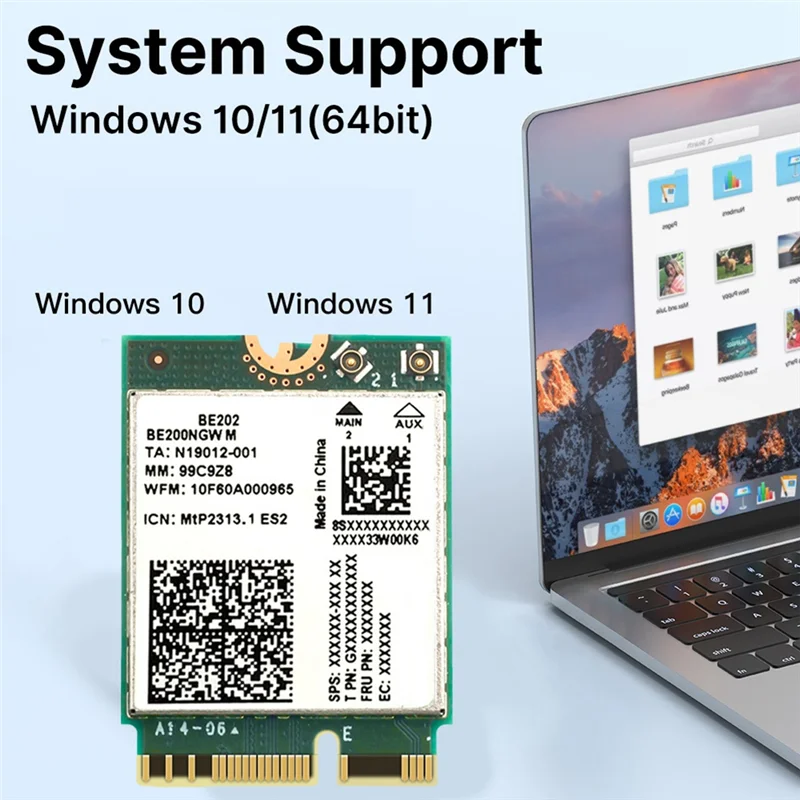PHILE-BE202 Wifi7 Card +2X10db Antenna 2.4/5/6G Tri-Band 5374M Gigabit Wireless Wifi Network Card Bluetooth 5.4