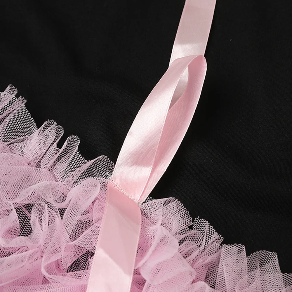 패션 스윗 썸머 신상 드레스 스플라이스 메쉬 페이크 투피스 케이크 드레스 패치워크 루즈 시크 O넥 반팔 티셔츠 드레스