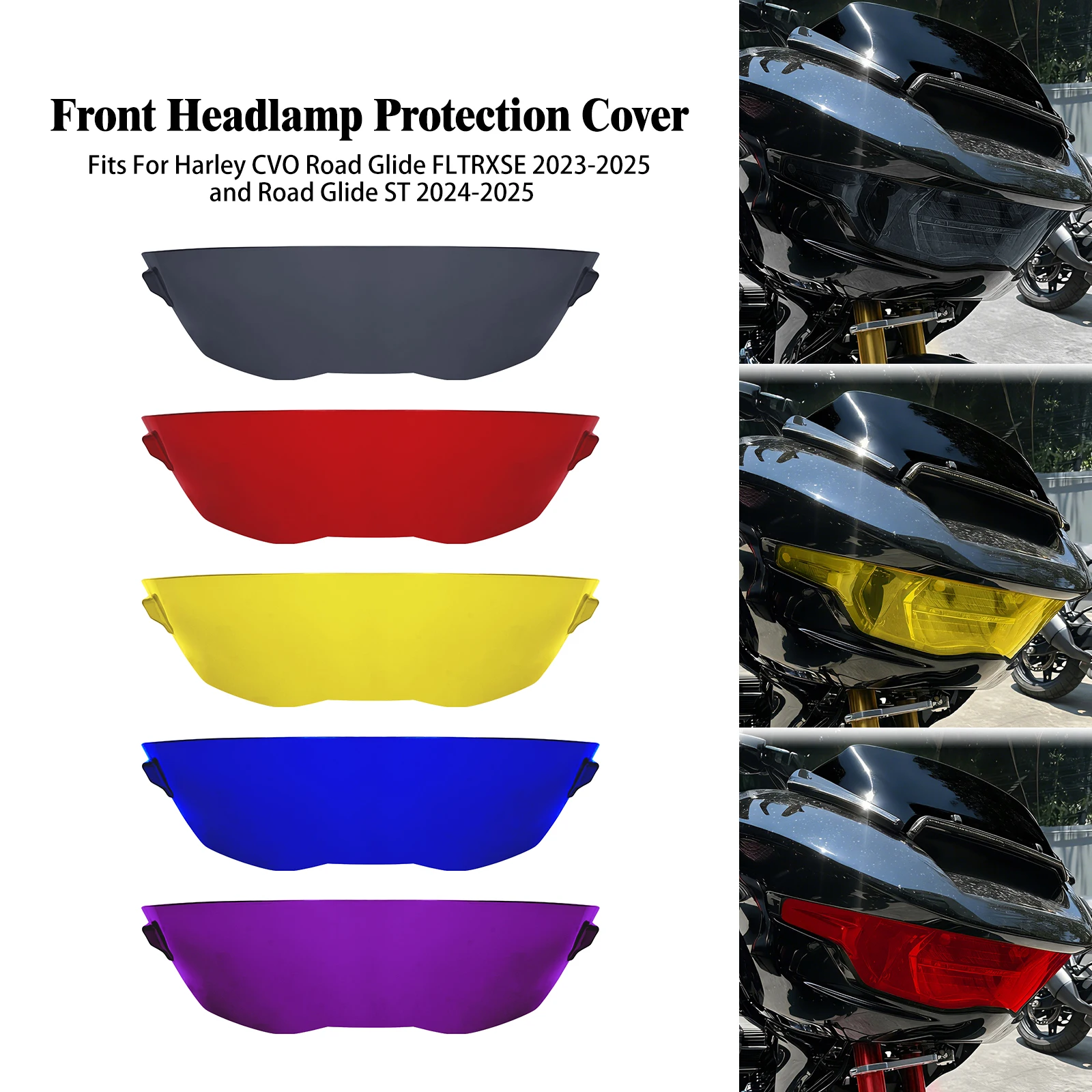 

Motorcycle Headlight Cover Front Headlamp Lens Cover Protection For Harley Touring CVO Road Street Glide FLTRXSE 23-25 ST 24-25