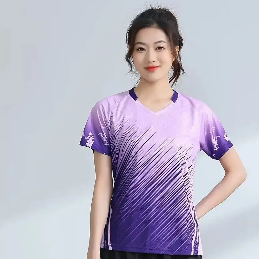 Nuove magliette da tennis da donna 2024, maglietta da tennis ad asciugatura rapida, maglietta da badminton per ragazze, maglie da tavolo per ragazzi, maglietta sportiva da corsa per palestra per bambini