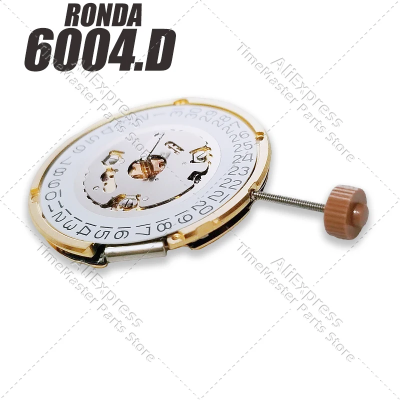 론다 6004.D 쿼츠 무브먼트 26mm 날짜 표시 소형 초침 2개 무브먼트 시계 수리 및 교체용 373 배터리