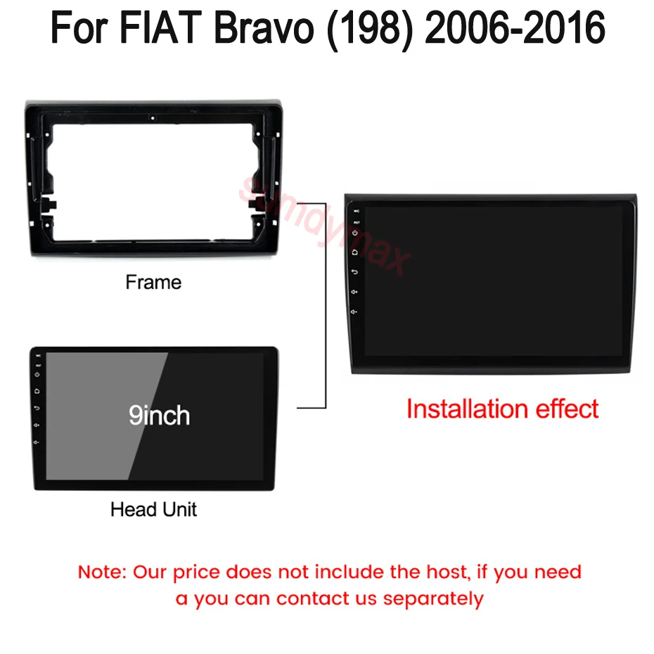 

9 Inch 2din Car Radio Installation DVD GPS Mp5 Plastic Fascia Panel Frame for FIAT Bravo 198 2006 - 2016 Ritmo Dash Mount Kit
