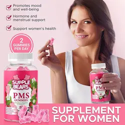 1 Bottle Feminine Mood Relief Gummies Strawberry Flavor Menstrual Mood Relief Sleep Gummies Vitamin Gummies