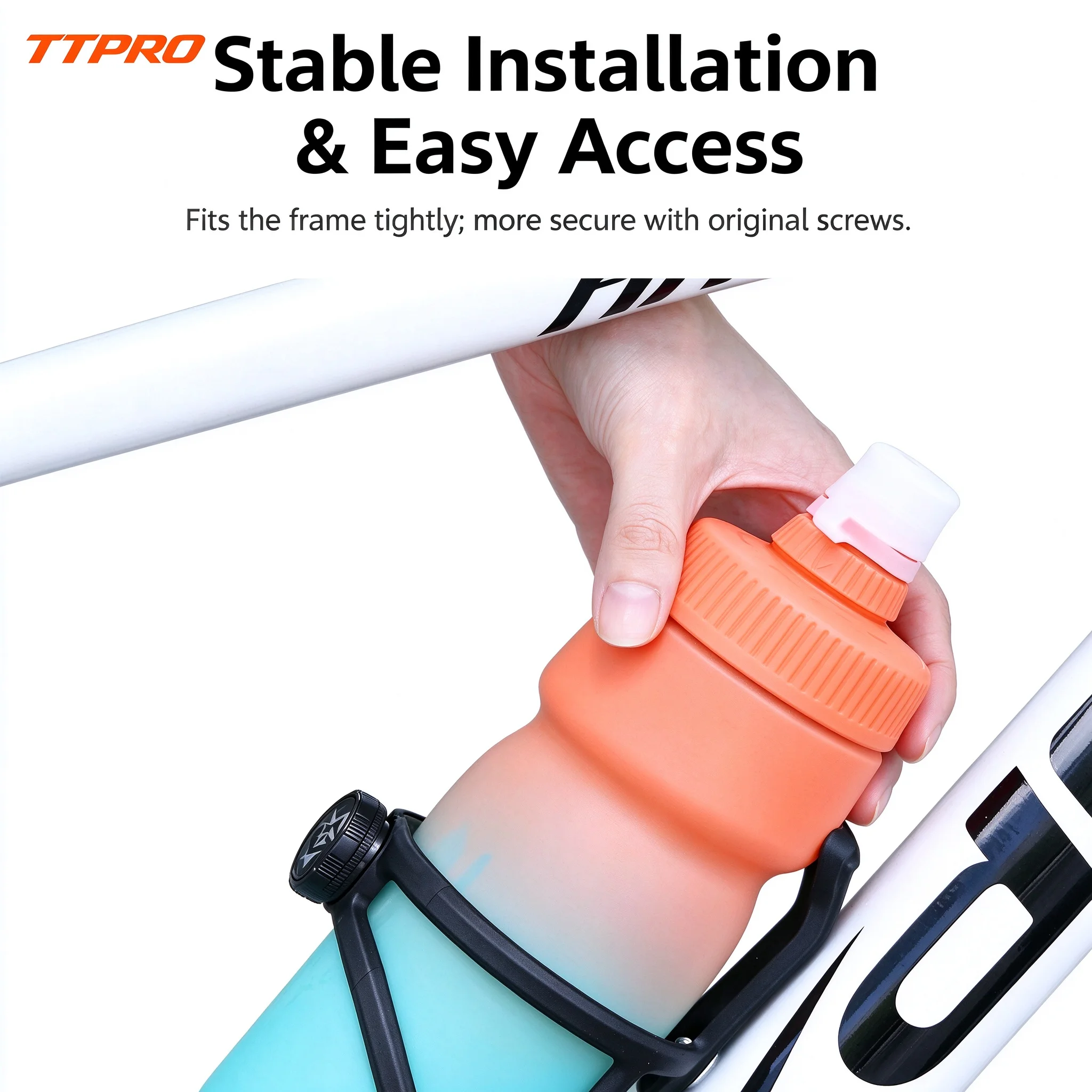 TTPRO Adjustable Bike Water Bottle Cage Universal 68-90mm Holder Fit Most Bottles for MTB Road Cycling