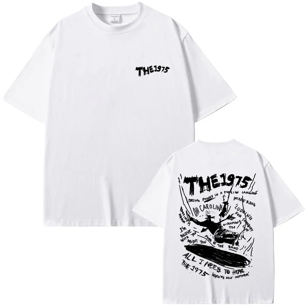 روك باند 1975 عن أنك مضحك في اللغة الأجنبية الجرافيك تي شيرت مطبوع الرجال النساء عادية خمر تي شيرت الصيف