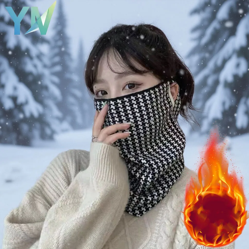 

1-10 шт. многофункциональные женские зимние гетры с корейским ромбовидным дизайном и ушными крючками, теплый и ветрозащитный шарф