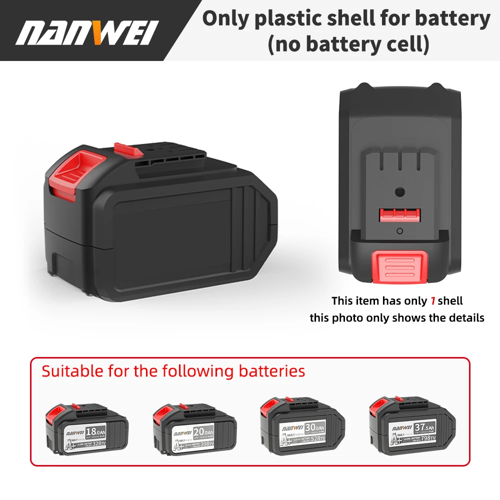NANWEI Battery Shell, plástico, apenas Shell sem célula de bateria