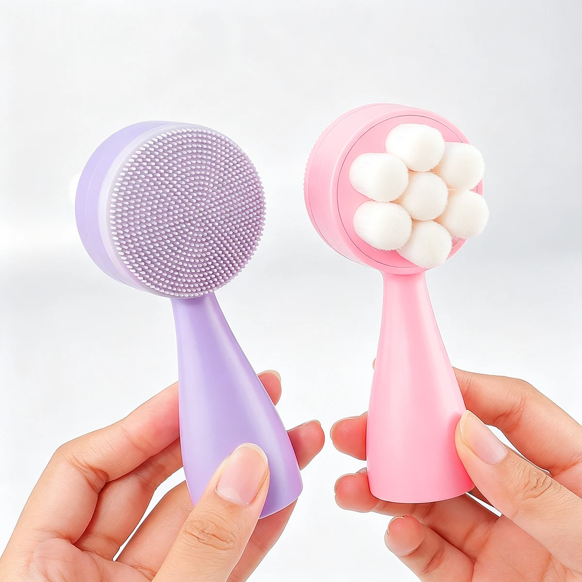 Escova de limpeza facial de silicone, com dupla face, para limpeza do rosto, remoção de cravos, limpeza de poros, esfoliação e cuidados com a pele.