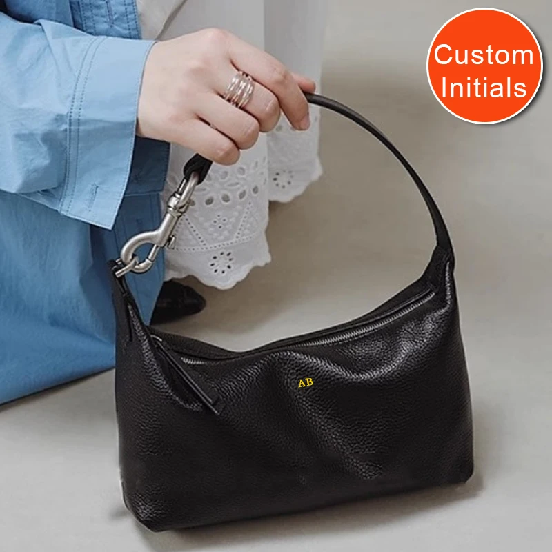 

Korean Casual Custom Initials Genuine Leather Bags For Women Luxury Designer Handbag Purse 2025 New In Cowhide Underarm Shoulder