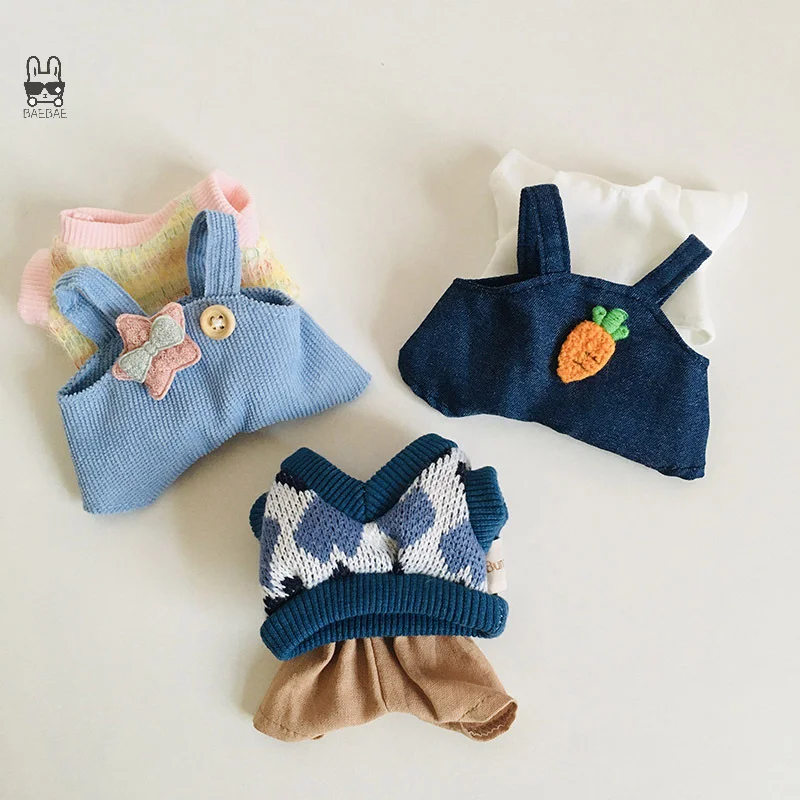 17cm Labubu Doll Clothes T-shirt Overalls Baby Pendant Clothes Suspender Pants Clothes Replacement Trend Gift