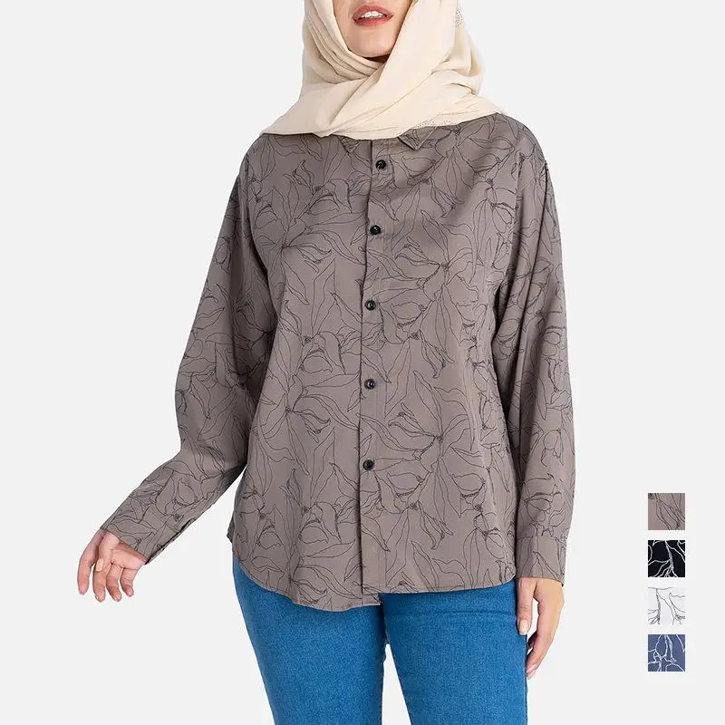 

Женский цветочный irt Light Mature Long Sve из полиэстера для поездок на работу Sle без железа с растительным узором Busin Casual Faion