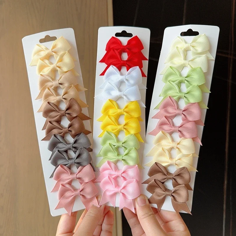 

10Pcs/set Solid BB Hair Clips For Cute Girls Ribbon Bowknots Boutique Barrettes Hairpins Headwear Kids Hair Accessories Gifts