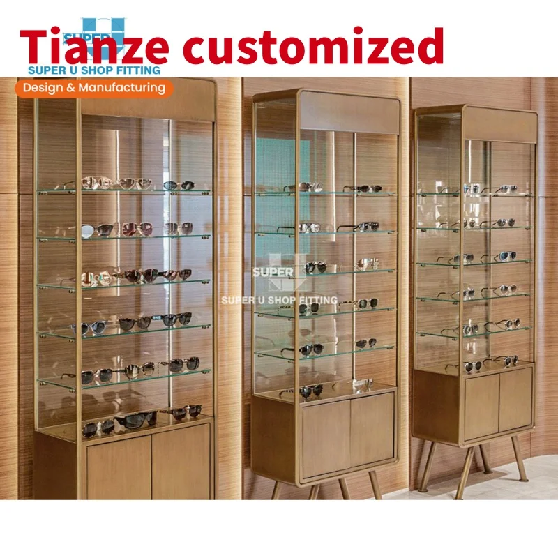 (Customized) custom retail eyewear shop furniture metal optical glass display cabinet glasses display showcase