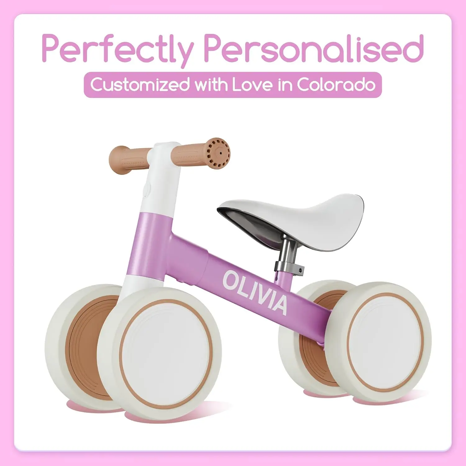 Customized Baby Balance Bike for 1-Year-Old | Lightweight and Safe - No Sharp Edges | Silent Wheels for Smooth & Quiet Rides | E