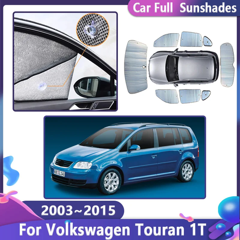 Car Sunshades For Volkswagen VW Touran 1T 2003~2015 2004 2008 2009 2011 2013 Anti-UV Window Windscreen Visor Covers Accessories