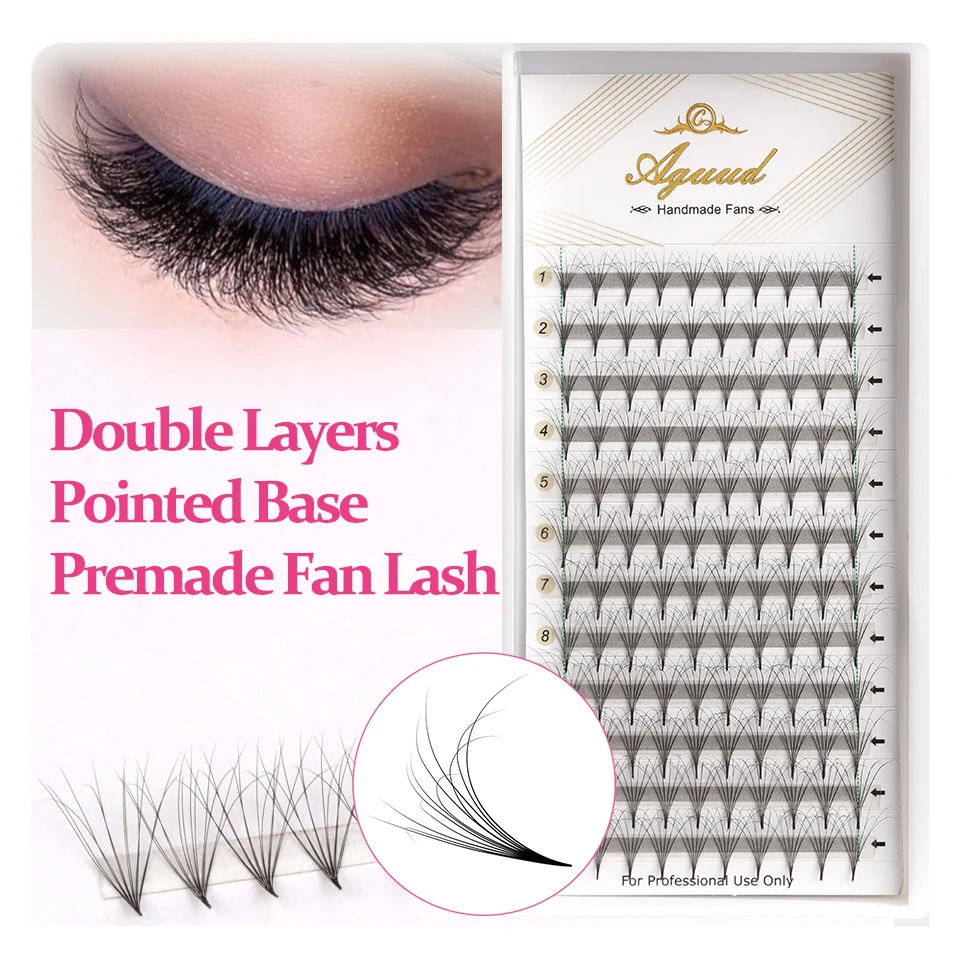 

Double Layers lashes Pointed Base Premade Fans Lashes Soft Fluffer Fans Eyelash Extension Narrow Stem 12P Mega Volume Fan Cilios