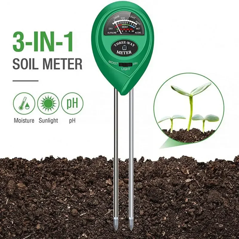 3 In 1 Moisture Sunlight PH Meter Soil Water Acidity Humidity Light PH Test Garden Plants Flowers Moist Tester