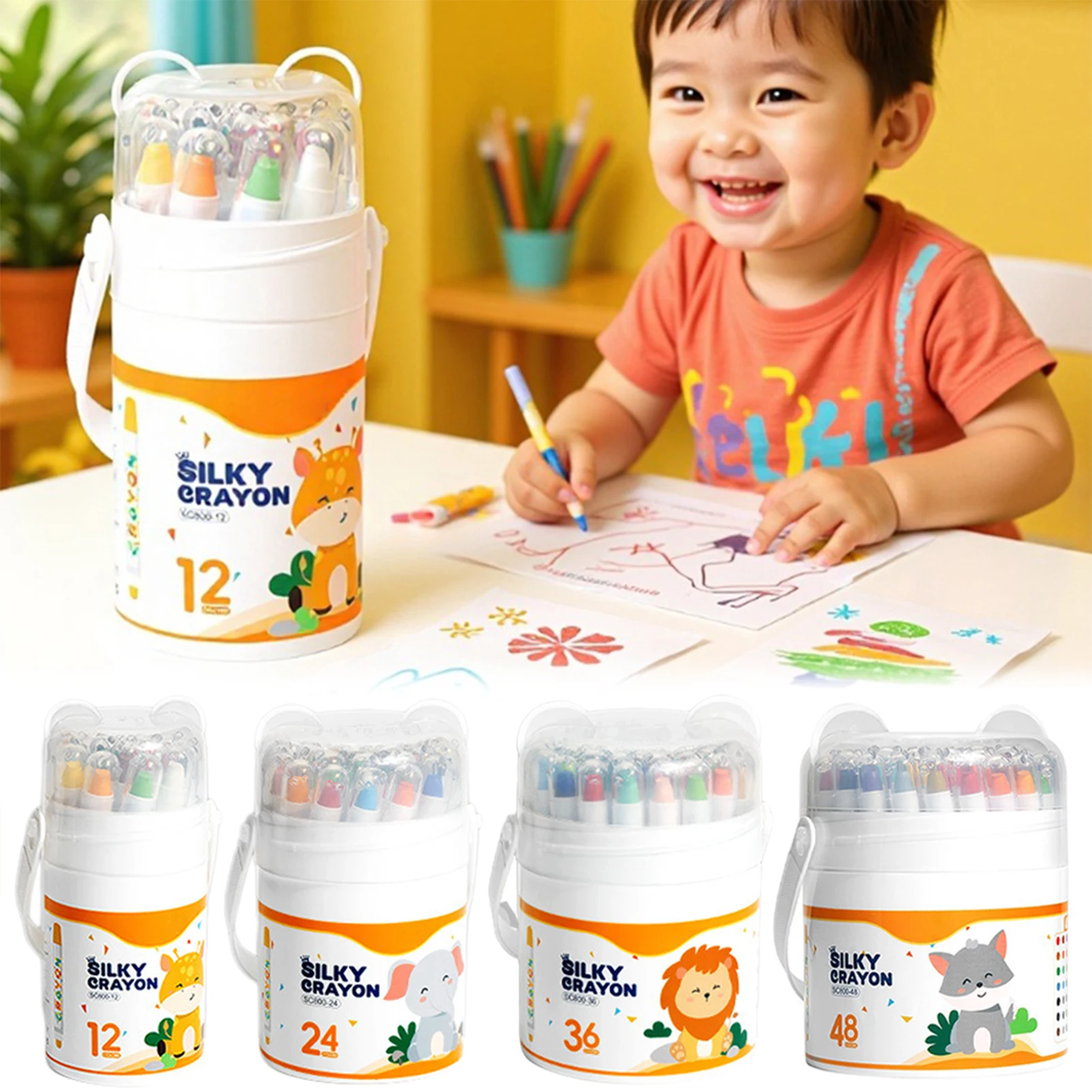 Twistable Crayons Silky Crayons for Kids Water Based Washable Safe Colouring Pen Easy Grip Crayons Preschool Art Colors Gift