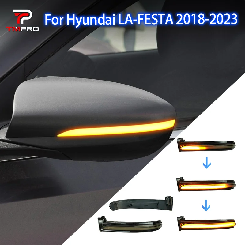 For modern LA-FESTA 2018-2023 rearview mirror turn signal white daytime running light unlock/lock dynamic blue light effect