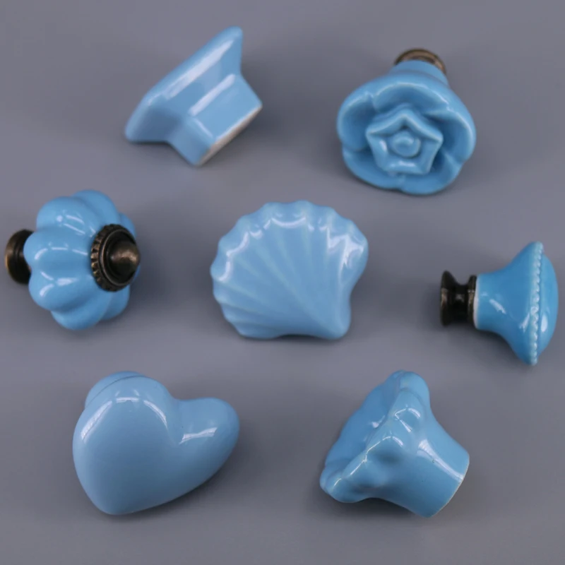 1x Ceramic Dresser Knobs Ink Blue Drawer Cabinet Pull Handle Kitchen Cupboard Door Knobs Decorative Furniture Fittings Hardware