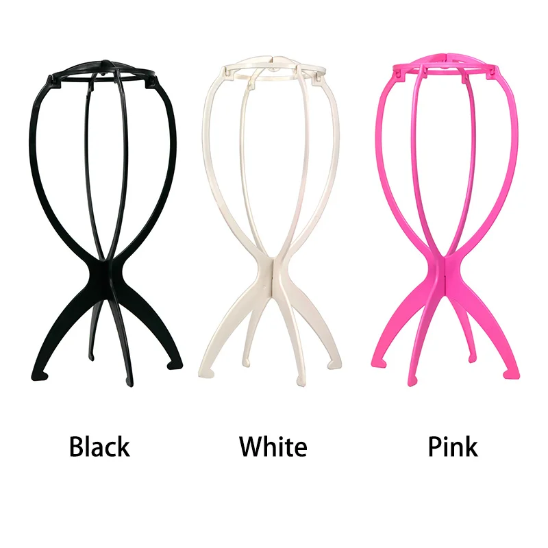 Soportes de peluca negra para múltiples pelucas, soporte de cabeza de peluca rosa para estilizar, soporte de peluca plegable portátil para sombrero, accesorios de peluca blanca, 1 piezas