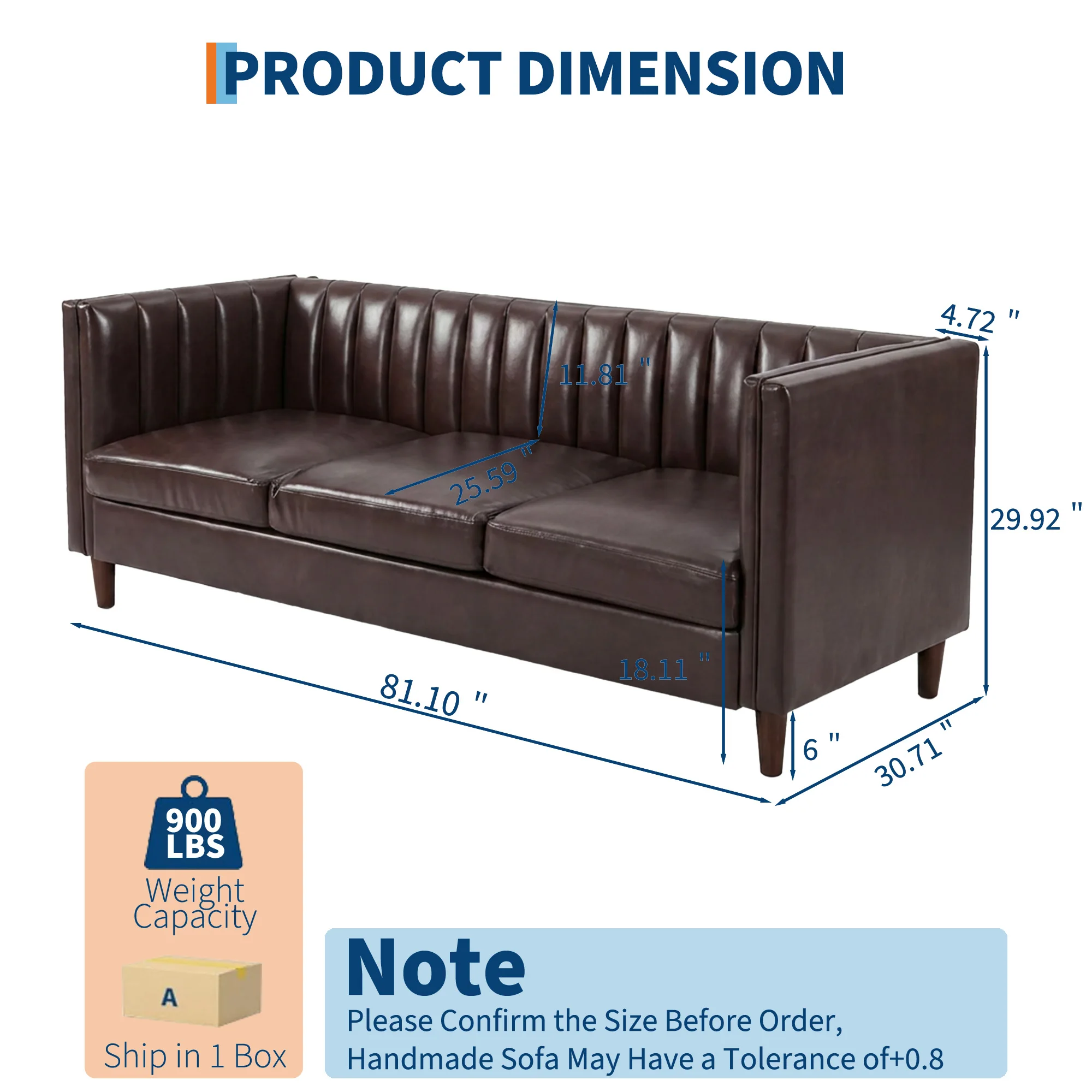 PU Leather 3-Seater Sofa 2