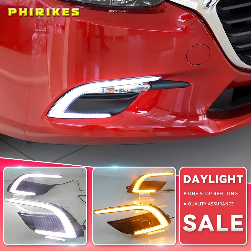 

For Mazda 3 Mazda3 Axela 2017 2018 Driving ABS DRL with yellow turn signal Daytime Running Light fog lamp Relay Daylight