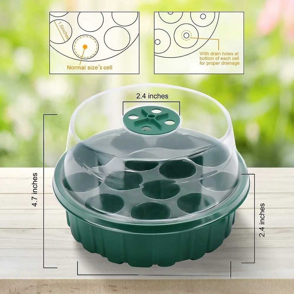 13-Cell Propagation Tray for Beginners and Gardeners Featuring Humidity Retention Drainage Control and Heat Mat Support