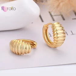 925 Sterling Silver Ear Buckle Threaded Texture Croissant French Retro Hoop Earring for Women Geometric circle rock punk earring