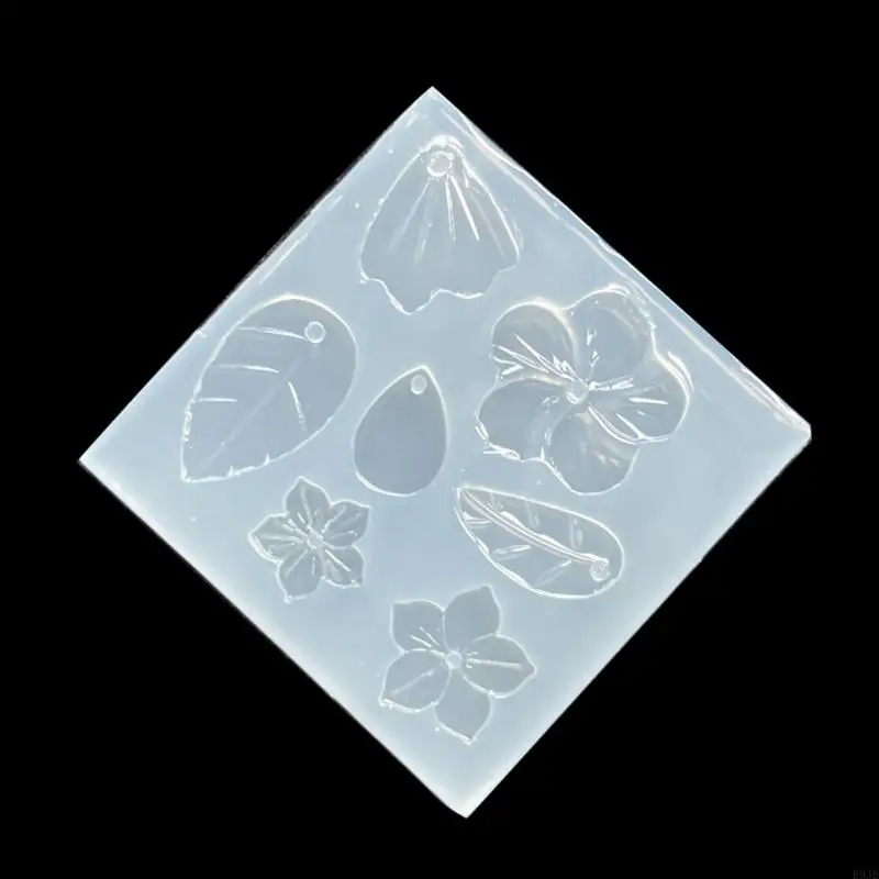 

R9JE Flower Leaves Earrings Epoxy Resin Mold Jewelry Pendant Silicone Mould DIY Crafts Necklace Keychain Casting Tool